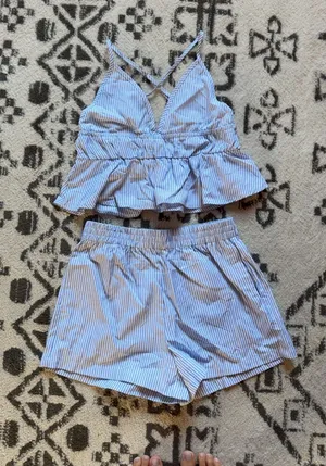 Amazon Blue Striped Short & Tank Set thumbnail 1