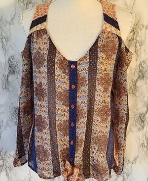 Emerald cold shoulder blouse size Size L thumbnail 1