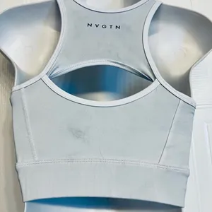 NVGTN Sports Bra‎ Women XS Light Blue Keyhole Racerback Activewear thumbnail 4