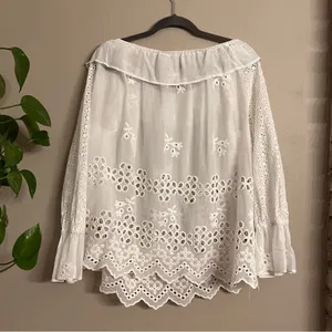 JOHNNY WAS Lilith Off Shoulder Eyelet‎ Blouse thumbnail 3