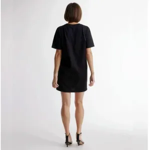 Quince Relaxed T-Shirt Dress Womens S Black Organic Cotton Pocket Casual thumbnail 4