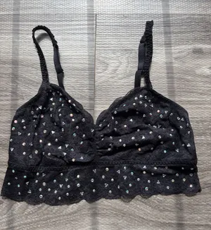Victoria's Secret Black Delicate Lace Bralette with Sparkling Studs Medium thumbnail 1