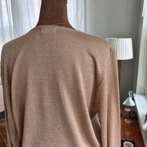 90s Vintage Jeanne Pierre Gold Metallic Shimmer Button Cardigan Top Petite Small thumbnail 8