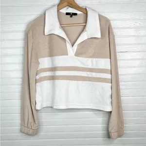 7 For All Mankind Women's Cropped Terry Cloth V-Neck Sweater Multicolor Size M thumbnail 10