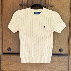 Ralph Lauren Light Beige Cable Knit Crewneck Sweater Size XS thumbnail 1