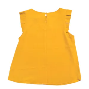 Monteau Los Angeles Mustard Yellow Ruffle Shoulder Sleeveless Blouse Large thumbnail 10