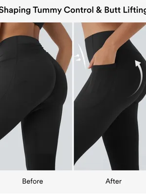 Halara OneForm Seamless High Waisted Tummy Control Lifting Leggings Black L 7/8 thumbnail 2