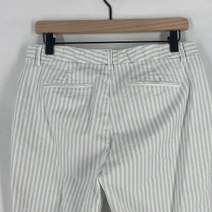 Gap Slim City Cropped‎ Pants Womens 8 White Blue Striped Cotton Tapered Leg thumbnail 6