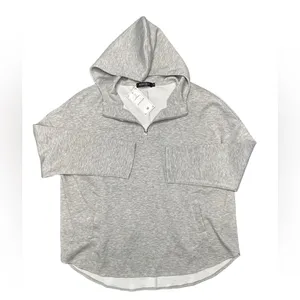 Gray oversized modern sporty chic simple travel hoodie 1/4 zipper pockets NWT M thumbnail 7