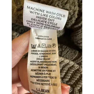 LL Bean Signature Sweater Womens Size L Green Cable Knit Fisherman 100% Cotton thumbnail 7