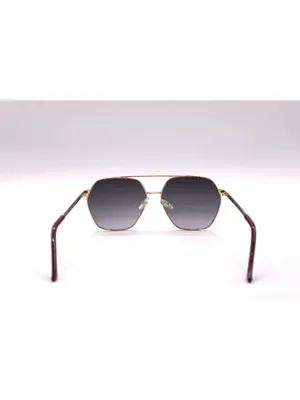 Foster Grant Sunglasses Gold Red Hexagon Frames Dark Gray Lenses Soft Case Vtg thumbnail 5