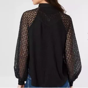 Free People Black Sweetest Thing Thermal Top Crewneck Top thumbnail 4