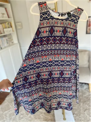 New Directions Tribal Swing Dress Geometric Print Sleeveless Southwestern Boho M thumbnail 4