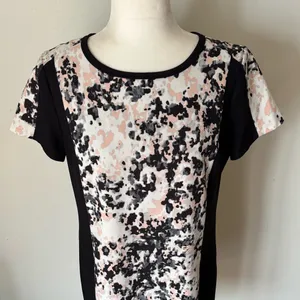 Y2K Banana Republic Abstract Black White Mini Dress Size 8 thumbnail 2