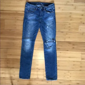 American Eagle Classic Blue Skinny Jeans with Stretch Fit thumbnail 2