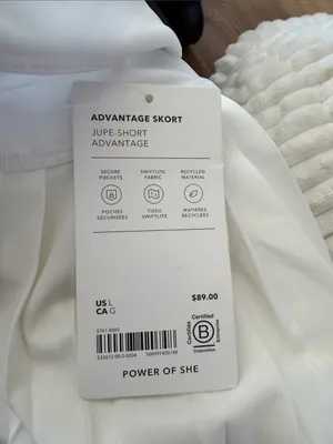 Athleta advantage White‎ Pleated Active Skort nwt large built in shorts thumbnail 6