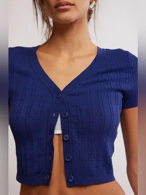 NWT Free People FP Intimately Cassie Cardi - indigo blue navy - Medium thumbnail 3