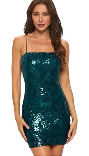 Lovely Day Hello Gorgeous Bodycon Sequin Mini Dress Size Medium NWT thumbnail 1