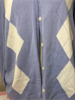 Classic blues wrangler true vintage argyle diamond pattern blue white button up thumbnail 2