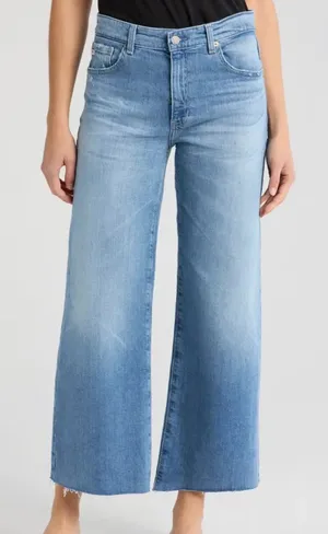 AG Adriano Goldschmeid Saige High Rise Wide Leg Raw Hem Jeans thumbnail 1