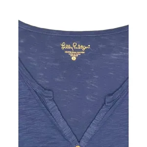Lilly Pulitzer Women Top Front Button 3/4 Sleeve Notched V Neck Blue Size‎ Small thumbnail 2