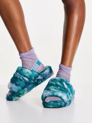 UGG Fluff Yeah Slides in Aquatic Tie-Die Size 9 Limited Edition thumbnail 1