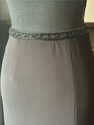 Sherri Hill Black Maxi Skirt with Beaded Waistband Sz 6 thumbnail 2