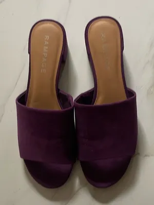 Rampage Purple suede mules wide heel thumbnail 1