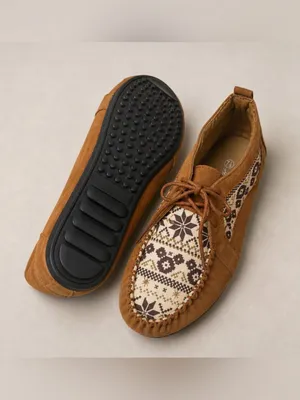 Anthropologie brown boho moccasin shoes size 7.5 ethnic print thumbnail 5