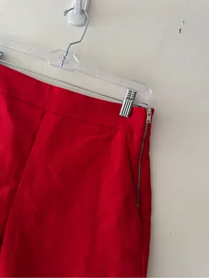 Zara Red High Waisted Shorts Zipper Detail thumbnail 2