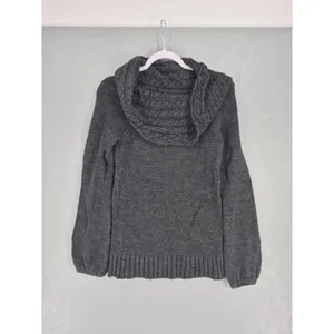 Bebe Womens Sweater Charcoal Grey Cowl Neck Cable Knit Chunky Small thumbnail 3