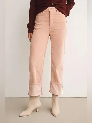 NWT Anthropologie Pilcro Scotty High Rise Cuffed Corduroy Pink Pants 27 thumbnail 4