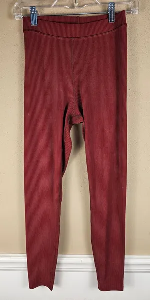 Alo Womens‎ Red Ribbed Leggings XS thumbnail 1