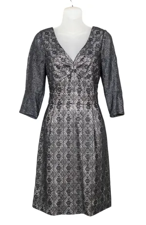 MARC by MARC JACOBS Black Metallic Lace Cocktail Dress V-Neck Lined Women's 4 thumbnail 1