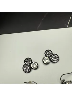 Rhinestone Dangle Drop / Stud Pierced Earrings Lot Of 3 Gunmetal Variety thumbnail 11