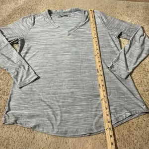 Ariat Women Grey AriatTek Heat‎ Series V-Neck Long Sleeve Performance Top XL thumbnail 2
