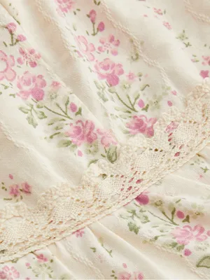 Cider Babydoll Floral Lace-Trim White & Pink Camisole Top XL thumbnail 8
