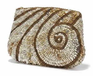 Vintage La Regale Sequin Clutch Bag Gold Swirl Beaded Evening Pouch Glam‎ Disco thumbnail 1
