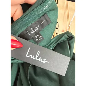 NWT Lulus Magnificent Magic Emerald Green Satin Asymmetrical Mini Dress Party XS thumbnail 7
