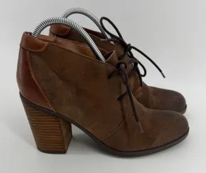 Tommy Hilfiger Duff Brown Suede‎ Leather Lace Up Block Heel Ankle Booties 8.5M thumbnail 1