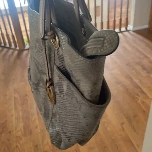 Michael Kors Python snake  print gray leather tote bag thumbnail 6