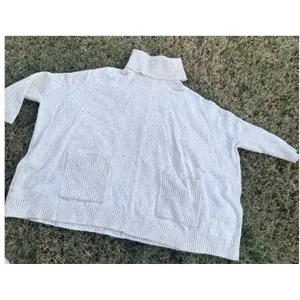 LOFT Cream Confetti Fleck Oversize Turtleneck Sweater Pockets M Relaxed Everyday thumbnail 6