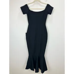 Lulus How Much I Care Midnight Blue Off-the-Shoulder Midi Dress Cocktail XS NWT thumbnail 10