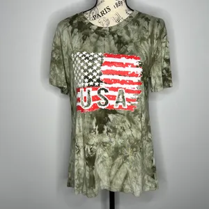 (L) Camouflage Tie-Dye Flag USA Short Sleeve Round Neck Soft Tee thumbnail 11