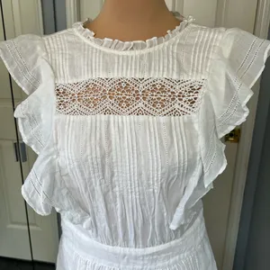 Frame Lace Pintuck‎ Ruffle White Dress Ethereal Peasant thumbnail 3
