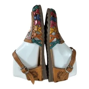 Frida Kahlo Huarache Sandals Womens Size 6 Brown Leather Mexican Ankle Strap thumbnail 6