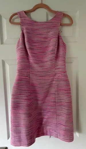LILLY PULITZER CHARLTON DRESS POP PINK BARNARD BOUCLE TWEED METALLIC shift dress thumbnail 1