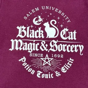 Social Culture Maroon Salem Witchcraft Cropped Ribbed Thick Tee Women’s Small thumbnail 2