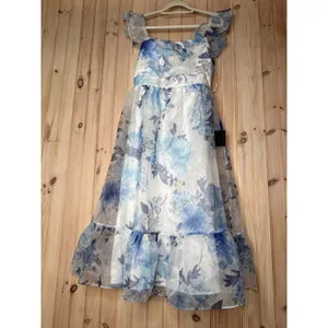 NWT Lulus Sweet Composure White Floral Organza Off-the-Shoulder Midi Dress XXL thumbnail 2