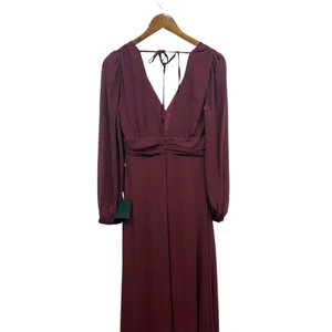 Lulus Love You So Burgundy Long Sleeve Maxi Dress size Small NWT thumbnail 7